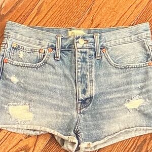 Madewell Light Blue Distressed Jean Shorts